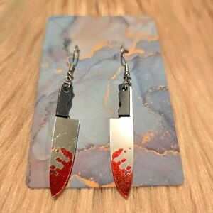 NEW Halloween Bloody Knife Spooky Gory Goth Fashion Earrings‎